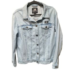 Lurking Class Jean Jacket Mens Medium Blue Black Denim Skull Light Wash